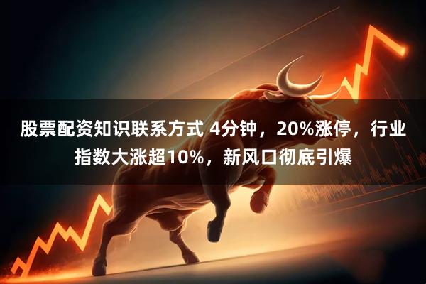 股票配资知识联系方式 4分钟，20%涨停，行业指数大涨超10%，新风口彻底引爆